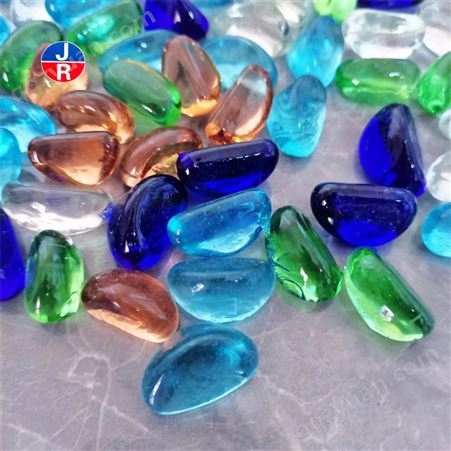 水族 彩色玻璃腰果石 鱼缸造景装饰底砂 海蓝色腰果珠 玻璃石